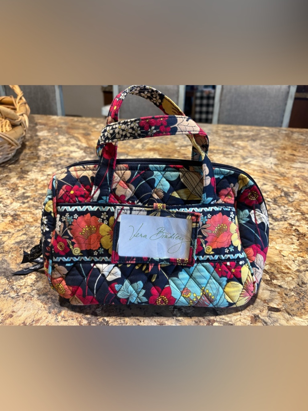Vera Bradley Floral Quilted Lunch tote - Black, Red, Yellow, Blue